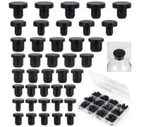 Annickee 100 Piezas Tapones de Goma Redondos, Tapones de Silicona Negro, Tapón de Goma Reutilizable, Tapón de Silicona Sólida para Botellas, Tubos, Muebles con un Diámetro Interior de 4-9.5 mm