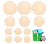 Annickee 12Pz Base de Madera para Bolsos Crochet, Cesta de Madera Natural Redonda, Base de Mimbre para Ganchillo con Agujeros, Cesta para DIY Tejer Crochet 10/15/20cm, Kit de Canasta de Ganchillo