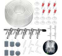 Annickee 66 accesorios para bomba de aire, accesorios para acuario con distribuidores de válvula de aire de 5 vías, tubo de silicona transparente de 10 m, válvula de retención, piedra de aire, ventosa