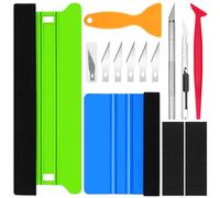 Annickee 9 herramientas de envoltura de vinilo, kit de herramientas de papel tapiz con espátula de fieltro de plástico y recortadora, alisador de papel tapiz, kit de envoltura de vinilo para coche