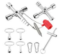 Annickee 9 Piezas Llave Triangular de Metal Multifuncional 4 Vías Key Cuadrado, Triángulo, Círculo y Hebilla Tipo D