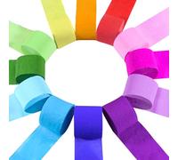 Annickee Papel Crepé Colores, 12 Rollos Serpentinas de papel crepé, Papel crepe Multicolor para Manualidades, Decoración de Fiestas, Flores, Cumpleaños, Bodas y Navidad(4.5cm x 25m)