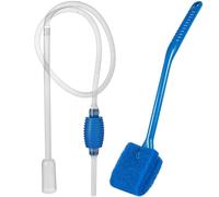 Annickee Sifonador Acuario Manual, Sifon Acuario con Cepillo de Limpieza Azul, Limpiafondos Acuario Sifón Limpieza Pecera Tubo, Sifón Cambiador de Agua, Cepillo Esponja Limpieza acuarios Azul 40cm