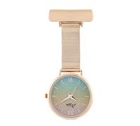Annie Apple Reloj de bolsillo con correa de malla arcoíris con purpurina de oro rosa para enfermeras, enfermeras, parteras, trabajadores de la salud, esteticistas, peluqueros (AA16/R)