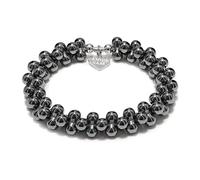 Annie Haak Pulsera de plata de ley 925 de hematita con cuentas gruesas de hematita, regalo para mujeres, novia, amiga, esposa, elegante, aniversario, cumpleaños, casual, hecha a mano en el Reino Unido