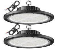 ANNIFUNLY Lámpara de techo LED para taller, 100 W, 2 unidades, 15000 lm, UFO LED High Bay Light 6500 K, luz blanca fría, IP65, resistente al agua, foco industrial para fábricas, garajes, almacenes