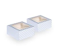Anniversary House 24 paquetes de 2 cajas de golosinas azules, estampado de cuadros y lunares, caja de galletas, pasteles y brownies, fuerte, resistente, 7,5 x 16 x 16 cm, J161AMZ