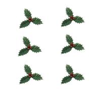 Anniversary House : Christmas Cake Decorations : 6 Pieces of Holly with Berries