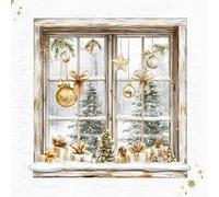 Anniversary House Festive PJ303411 - Servilletas de almuerzo (3 capas, 33 x 33 cm, 20 unidades), diseño de ventana dorada