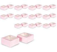 Anniversary House J156AMZ - Cajas de regalo de color rosa, estampado de cuadros y lunares, caja de galletas y brownies, 7,5 x 16 x 16 cm, 24 unidades