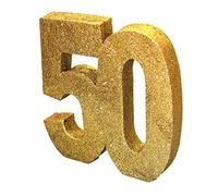 Anniversary House- Number 50 Purpurina | Centro de Mesa Decoración de cumpleaños de la Edad de hitos | Recuerdo de Fiesta, Color dorado, 20 cm (Creative Party H104)