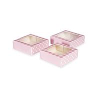 Anniversary House Paquete de 36 cajas de regalo de color rosa, estampado de cuadros y lunares, cajas de galletas y regalos, fuertes, resistentes, 3,8 x 11,4 x 11,4 cm, J154AMZ