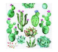 Anniversary House PJ340157 Tiflair Cactus & Succulents - Servilletas de almuerzo (3 capas, multicolor