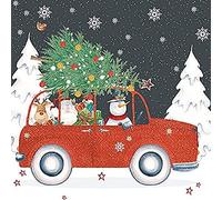 Anniversary House Tiflair PJ303728 - Servilletas de papel de 3 capas, diseño de coche de Navidad, color rojo