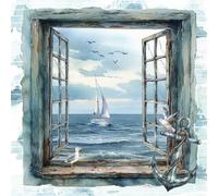 Anniversary House Tiflair PJ370240 - Servilletas de lujo de 3 capas, diseño náutico, diseño de vista al mar, paquete de 20