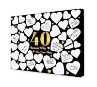 Anniversary Party Decorations 40 Reasons Why We Love You Canvas Wall Art 40th Birthday Gift for Women Men Personal Gift(Framed,08x12inch(20x30cm))