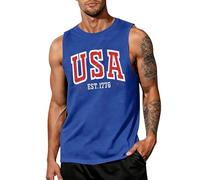 Anniversary USA Shirt - Camiseta sin mangas con la bandera americana para hombre, camiseta patriótica del 4 de julio, camiseta patriótica para hombre (azul, L)
