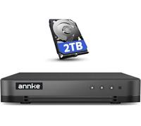ANNKE 16CH 1080P Lite Hybrid 5 en 1 (TVI/AHD/CVI/CVBS/IPC) CCTV AI DVR, detección de humanos/vehículos, H.265+ seguridad 16 canales de vigilancia digital grabadora de video con disco duro de 2 TB,