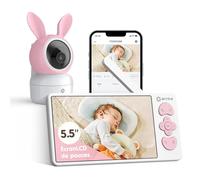 ANNKE 2K 5.5" Camara Vigilancia Bebe con App Movil, Rotación Panorámica de 360°, Audio Bidireccional, Zoom 4X, Canción de Cuna, Visión Nocturna, Control de Monitor y Movil,VOX,Detección de llanto