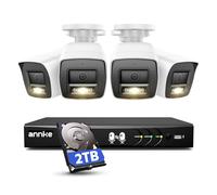 ANNKE 3K/5MP Lite 8 Canales AI DVR con 2TB HDD para Grabación 24/7, 4 Cámaras Cableadas 5MP con Audio Bidireccional y Visión Nocturna en Color Sistema de Seguridad con Alertas por Email e Imágenes