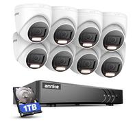 ANNKE 3K Lite 8 Canales DVR 5 en 1 con Detección de Personas/Vehiculos, 8X 1080p Cámaras Visión Nocturna en Color Kit de Videovigilancia con Disco Duro 1TB, Alerta por Email con Imágenes, IP67