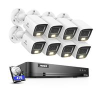 ANNKE 4K Kit de Cámara de Vigilancia Seguridad con Audio, 16CH 8MP Grabador DVR CCTV Recorder, 8pcs IP67 Cámara Exterior, Visión Nocturna en Color, Detección de Personas y Vehículos, 4TB Disco Duro