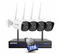ANNKE 4K - Kit de cámara de vigilancia WiFi exterior, 16CH 4K NVR 2TB y 4PCS 8MP IP Cámara con audio bidireccional, 30m IR visión nocturna, detección de persona, grabación 24/7, 2,4/5Ghz WiFi