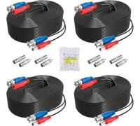 ANNKE 4pcs 30m/100 pies Cable BNC Video, All-in-One BNC Vídeo Extensión Cable con Conector CC Alimentación y Fuente de Alimentación para CCTV Kit Cámara de Vigilancia DVR Sistema Seguridad Hoga