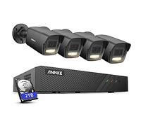 ANNKE AH500 Kit Cámaras de Vigilancia PoE, con 4X 3K Detección de Personas/Vehículos Cámaras IP PoE Exterior y 8CH 6MP NVR con 2TB HDD, Grabación Continua, Color & IR Vision Nocturna, Negro