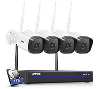 ANNKE Cámara de vigilancia wireless configurada fuera del sistema de vigilancia Full HD de 3mp NVR de 8 canales con cámaras WiFi de 4PCS Juego de videovigilancia con disco duro de 1TB