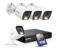 ANNKE DVR 3K Lite 8 Canales con Detección AI Personas/Vehiculos, 4X Cámaras 1080p Visión Nocturna en Color Kit de Videovigilancia CCTV, Disco Duro 1TB, Alertas por Email con Imágenes, IP67