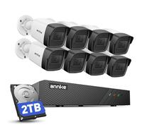 ANNKE H500 PoE Kit de Cámaras de Vigilancia, NVR de 8CH 6MP y 8 Cámaras de Vigilancia IP67 con Visión Nocturna Exir 2.0 Luz Baja a Todo Color, Acceso Remoto, Alerta de App y Disco Duro de 2TB