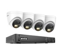 ANNKE Juego de cámaras de vigilancia PoE de 12 MP, 4 cámaras IP PoE de 12 MP con focos, reconocimiento de personas/vehículos, acceso remoto, sistema de cámara NVR de 8 CH para grabación continua 24/7