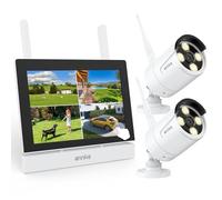 ANNKE Kit Cámaras de Vigilancia WiFi con 7" Monitor, 4CH NVR, 2X 2K Cámaras IP de Seguridad Exterior, Visión Nocturna en Color, Audio Bidireccional, Detección de Persona, Grabación 24/7, 64 GB