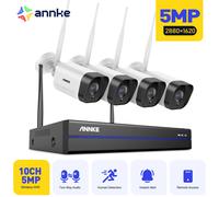 Annke-sistema CCTV inalámbrico WAS500 H.264 + 5MP, Kit de videovigilancia NVR de 10 canales, Audio bidireccional, WIFI, 4 piezas, cámara de seguridad IP de 3,6 MM 8CH NVR 4Pcs Camera