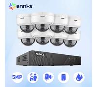 ANNKE-sistema de seguridad de vídeo POE, 8 canales, 5MP, H.265 + 6MP, NVR, grabadora con 5MP 4X, cámaras de vigilancia impermeables, Audio en cámara Ip 8pcs cameras