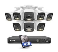 ANNKE Sistema de seguridad PoE 16 canales 4K, NVR 12MP H.265+ con 4 TB y 8 cámaras IP de 8MP, detección de IA humana/vehículo, visión nocturna en color con proyector, grabación continua 24/7