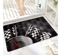 ANNKOOT Alfombra Antideslizante Alfombra Espuma de Memoria Piso Baño Alfombra,F1 Coche Carreras Blanco Negro,Absorber Alfombra de baño Suave Alfombra de baño 60x100 cm