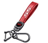 Annloysky Llavero de cuero rojo para coche, llavero de metal de repuesto con traje para Chevy Camaro SS, llavero de regalo familiar para hombre y mujer