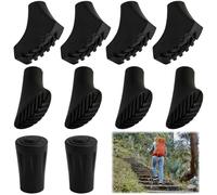 Annlpoy 10 Piezas Tacos muletas Puntas Bastones Trekking Almohadillas de Goma Asfalto, 11 mm de diámetro, para Bastones de Marcha y telescópicos, Duraderas y Reductoras del Ruido