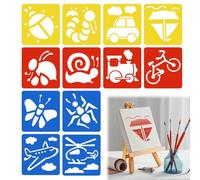 Annlpoy 12 Piezas plantillas para pintar infantiles,plantillas de dibujo niños pintar animales transportes, herramientas educativas,Plantillas de Polipropileno Lavables y Reutilizables