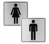 Annlpoy 2 piezas cartel aseos wc letreros autoadhesivos para wc letrero de aseo para señoras y caballeros, 15x15 ×0,1cm, resistente a arañazos, letrero adhesivo de aseo, cinta de montaje incluida