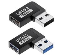Annlpoy 2pcs Conector USB 90 Grados Adaptador USB 3.0 a Hembra a Macho,Adaptadores de Ángulo Izquierdo y Derecho, Alta Velocidad de Transferencia de Datos de 10 Gbps, Compatible con Dispositivos USB