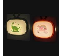 Annmore Luz Nocturna Infantil Enchufe, Sensor Crepuscular, 2 Piezas, Patrón Dinosaurio y Unicornio, Luces Quitamiedos Bebé, Lámpara de Noche Pared Niños para Dormitorio, Iluminación Recien Nacido