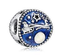 Annmors 925 Sterling Silver Santa Claus and Moon&Stars Dangle Charm Beads for European Bracelets & Necklace Anniversary Christmas Birthday Gifts for Women and Girl