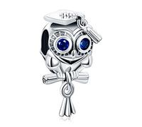 Annmors Abalorios Búho Sabio Graduación de Plata 925 de Primera Ley Colgantes con Circonita Cúbica Charms para Pulseras
