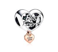 Annmors Abalorios Charms Bead Plata Encantos Colgantes Love Best Friends Heart Charm Compatible con Europeo Pulsera Collar