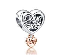 Annmors Abalorios Charms Bead Plata Encantos Colgantes Love you Daughter Heart Charm Compatible con Europeo Pulsera Collar
