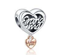 Annmors Abalorios Charms Bead Plata Encantos Colgantes Love you Grandma Heart Charm Compatible con Europeo Pulsera Collar