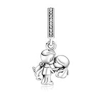 Annmors Abalorios Charms Colgantes de Pareja casada Cuentas Plata de Ley 925 con Circonita cúbica Transparente Compatible con Pulsera & Europeo,Charms para Mujer Niña